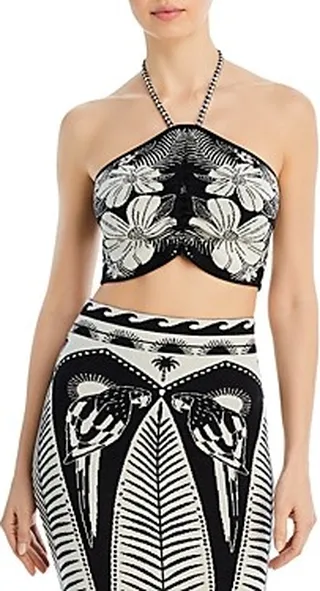 Farm Rio Macaw Elegance Halter Crop Top