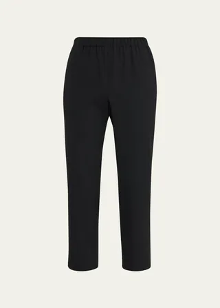 Elastic Waist Wool Cropped Pants