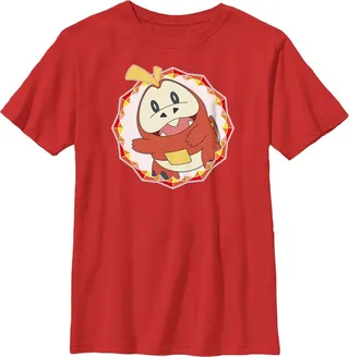 Boy's Pokemon Fuecoco Circle T-Shirt - Red - X Small