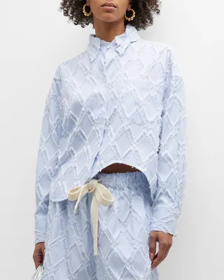 Bohemian Tassel-Stripe Asymmetric Shirt