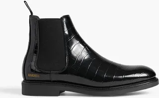 Glossed croc-effect leather Chelsea boots