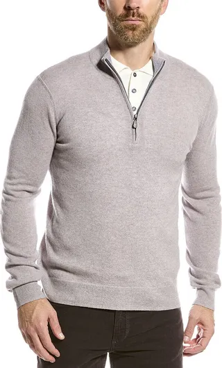 Raffi Zip Mock Neck Cashmere Sweater