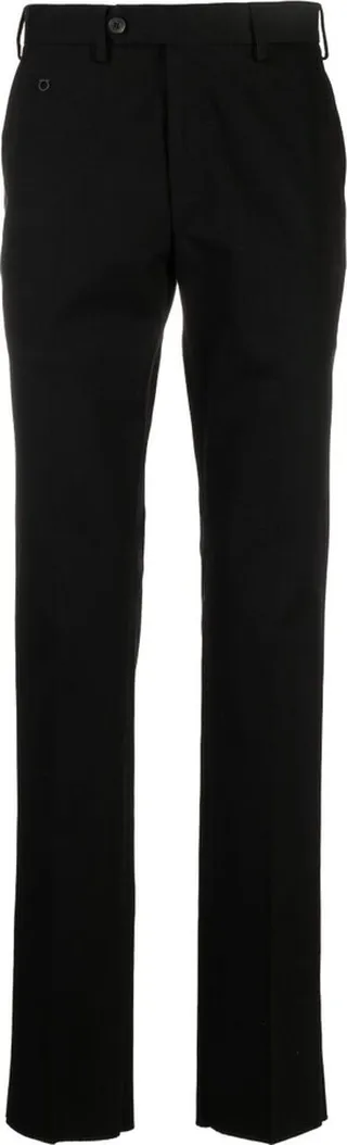 Black Straight-Leg Cotton Trousers