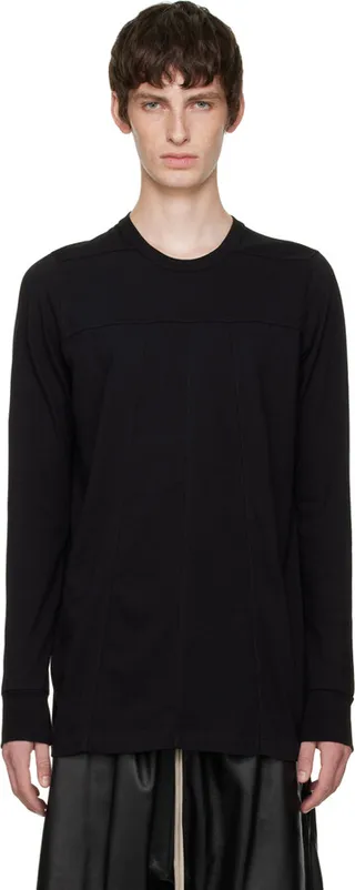 Rick Owens Black Grid Level Long Sleeve T-Shirt