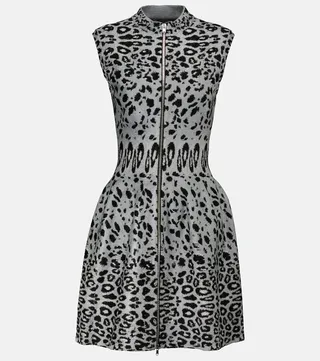 Leopard jacquard minidress