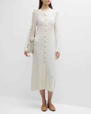 Sobral Button-Front Knit Midi Dress