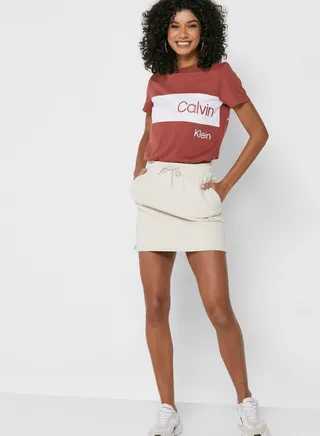 Logo Elastic Waist Skirt