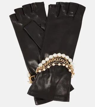 Embellished nappa leather gloves
