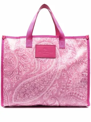 Paisley-Print Logo Tote Bag