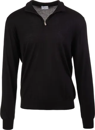 Half-zip Favonio Pullover In Black Silk And Cashmere