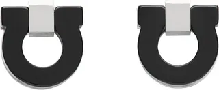 Ferragamo Silver & Black Gancini Cufflinks