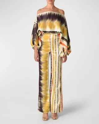 Andie Striped Tie-Dye Side-Leg Pants
