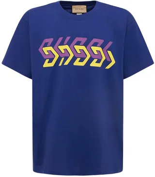 Mirror print oversize cotton t-shirt