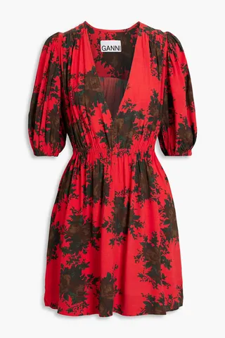 Floral-print crepe mini dress
