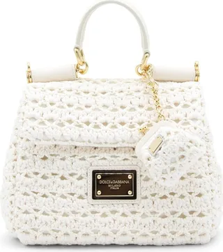 Dolce & Gabbana Logo Plaque Sicily Crochet Tote Bag