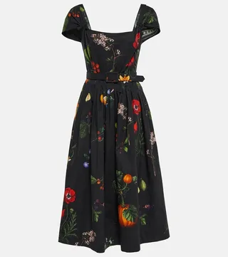 Floral cotton-blend midi dress