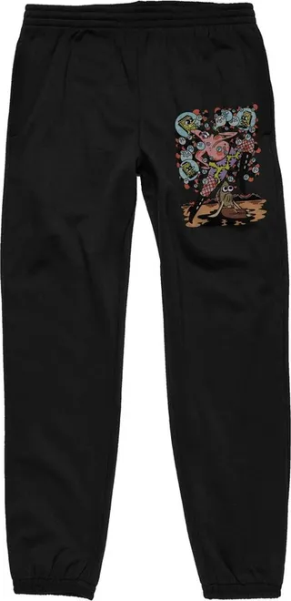 Spongebob Squarepants Patrick Blowing Bubbles Men’s Black Graphic Joggers-Large
