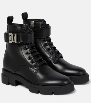 Leather combat boots