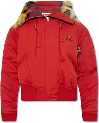 Kenzo Logo Embroidered Cropped Hooded Parka