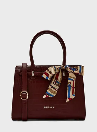 Croc Handbag With Belt Clasp