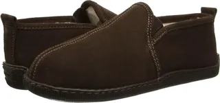 Minnetonka Pile Lined Romeo Slipper (Chocolate Suede) Men's Shoes