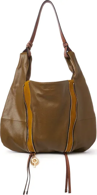 Leather Shoulder Bag With Zip Details