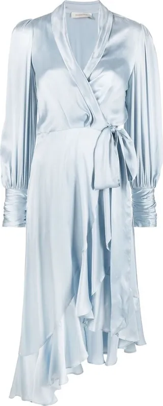 Ruffle-Trim Silk Dress