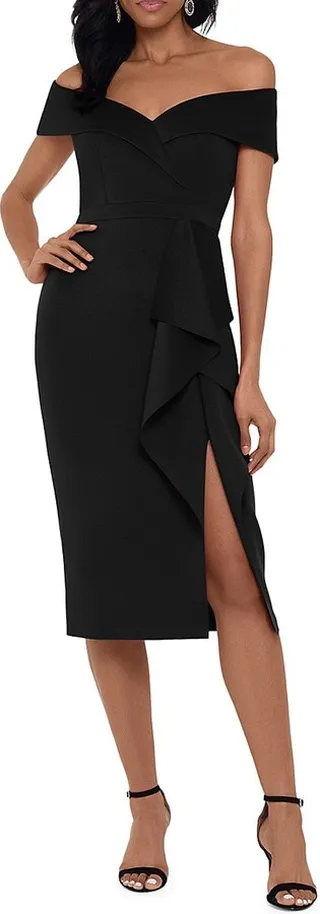 Off Shoulder Neckline Midi Dress