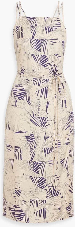 Carris wrap-effect printed twill midi dress