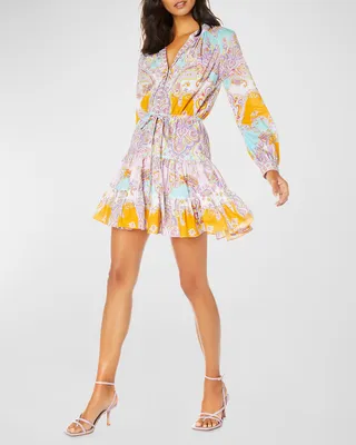 Sydney Paisley-Print Flounce Shirtdress