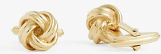 Mens Rhodium Knotted Gold-toned Brass Cuff Links