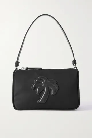 Palm Angels - Appliquéd Leather-trimmed Shell Shoulder Bag - Black