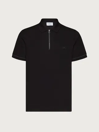 Ferragamo Men Cotton piquet polo Black