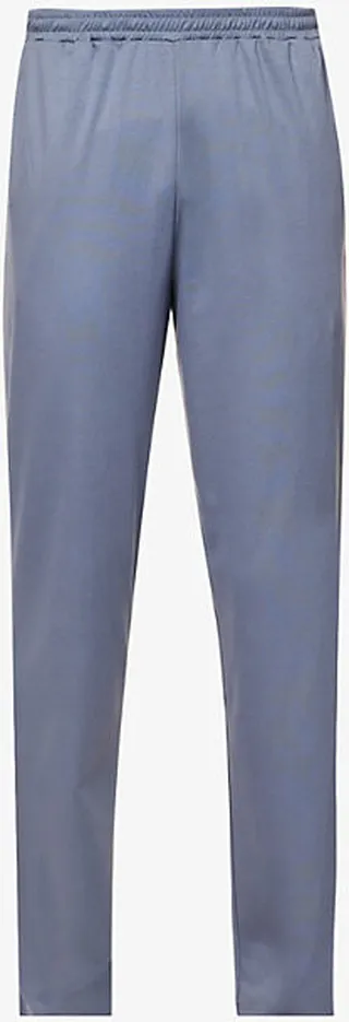 Mens Winter Blue Supreme Tapered-leg Relaxed-fit Cotton Pyjama Bottoms