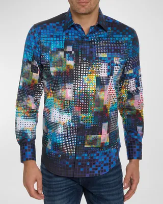 Men's Disco Skull Cotton-Stretch Sport Shirt