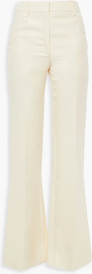 Wool and silk-blend crepe flared pants