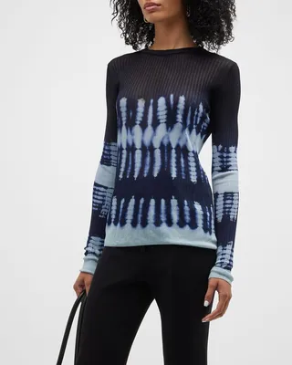 Tie-Dye Knit Long-Sleeve Top