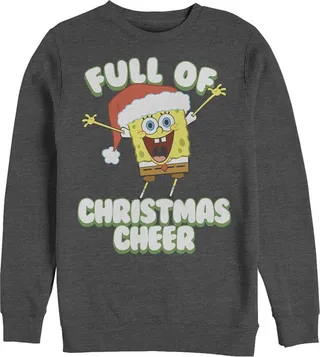 Men's SpongeBob SquarePants Full of Christmas Cheer Sweatshirt - Charcoal Heather - 2X Large
