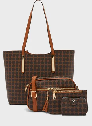 4 In 1 Handbag Set With Tote, Crossbody, Pouch And Cardholder