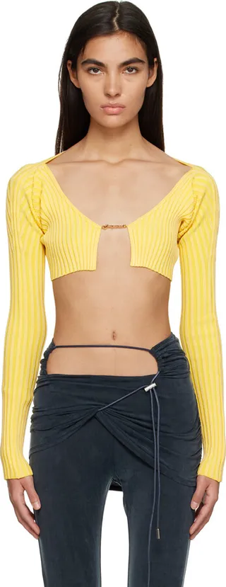 Jacquemus Yellow Le Raphia 'La Maille Pralù' Cardigan
