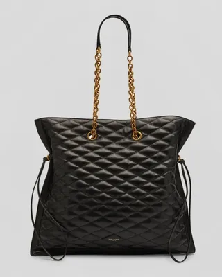Pochon Matelasse Quilted Leather Drawstring Tote Bag