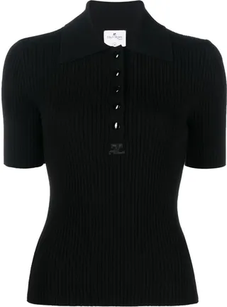 Button-Front Short-Sleeved Polo Shirt