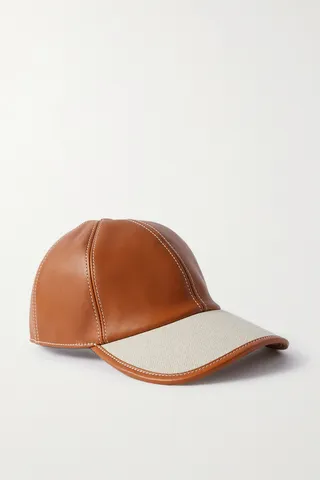 Loro Piana - Cotton And Linen-blend Canvas-trimmed Leather Baseball Cap - Brown