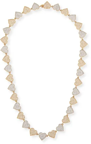 Two-Tone 14k Gold Diamond Heart Eternity Necklace