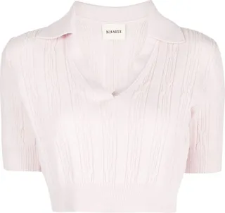 Lylith cable-knit polo shirt