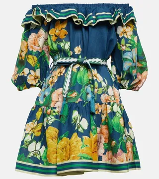 Lyla floral off-shoulder linen minidress