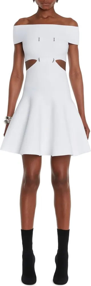 Slashed Metal Ring Off the Shoulder Dress
