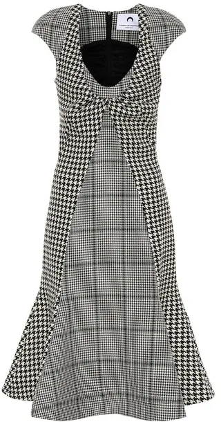 Checked wool midi dress
