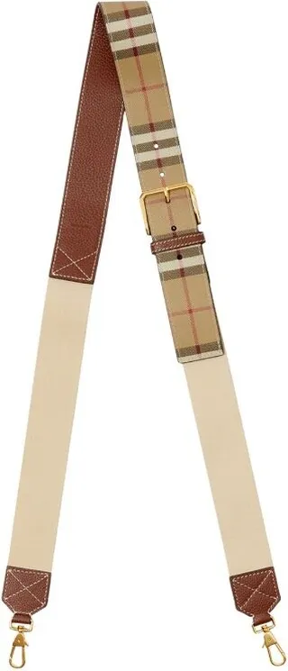 Burberry Check And Leather Bag Strap