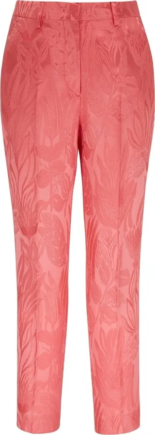 Floral-Embroidered Cropped Trousers